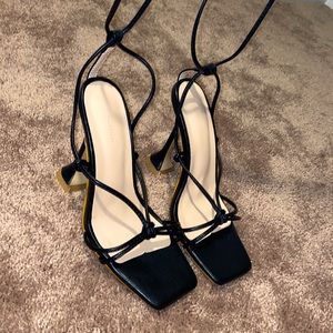 Black strap up heels(SHEIN)
